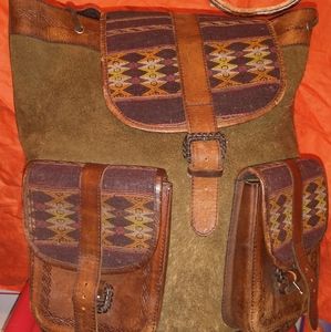 STURDY BOLIVIA SUEDE AND LEATHER LARGE BACKPACK